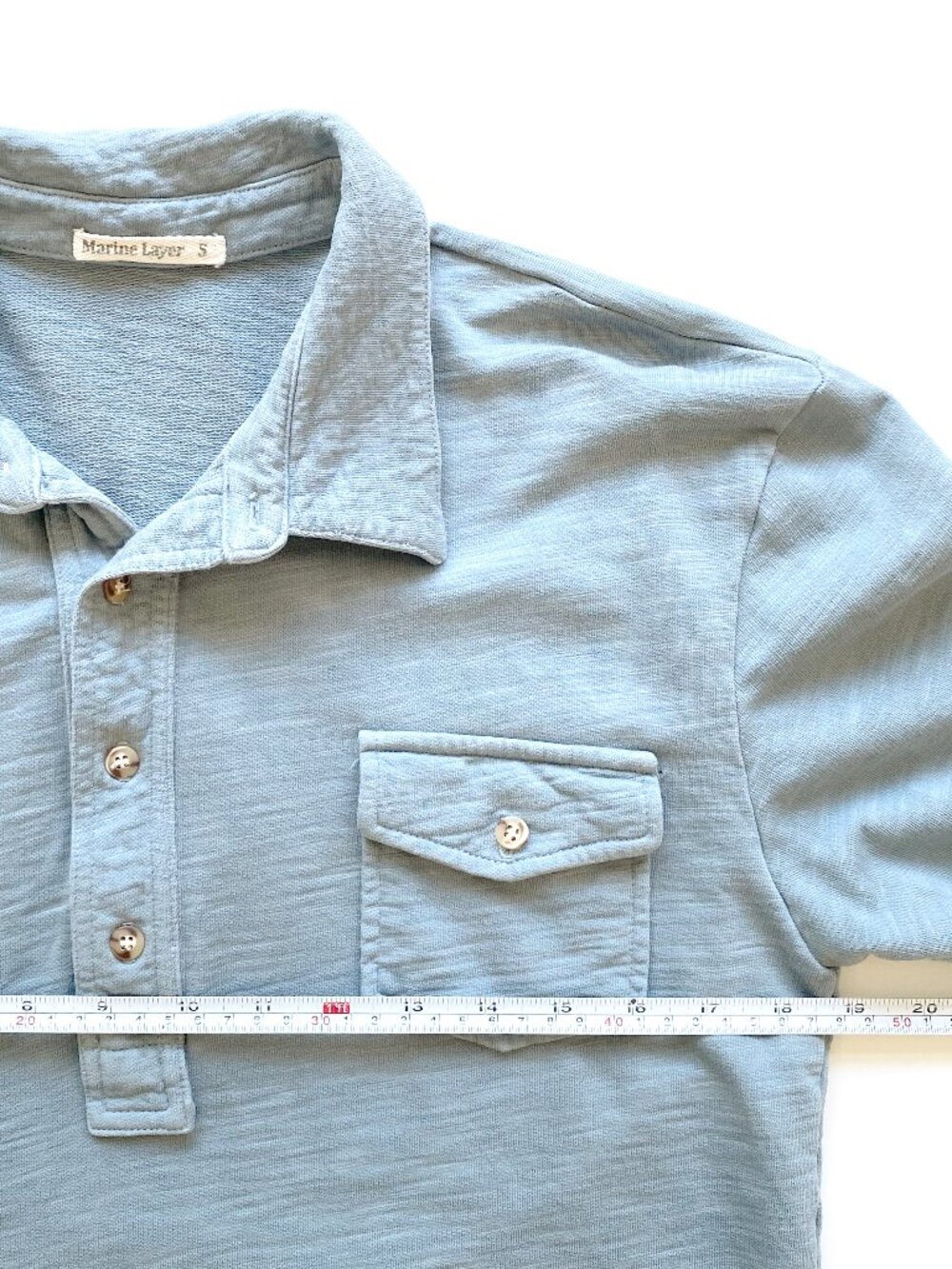 Marine Layer Dusty Blue Heavy Slub Long Sleeve Polo Size S - Picture 5 of 7